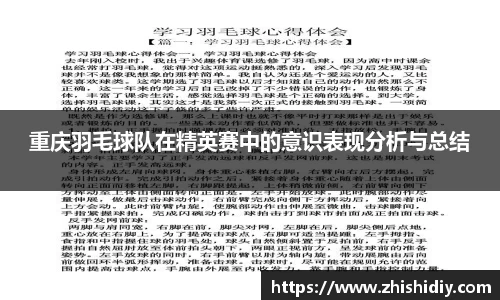 重庆羽毛球队在精英赛中的意识表现分析与总结